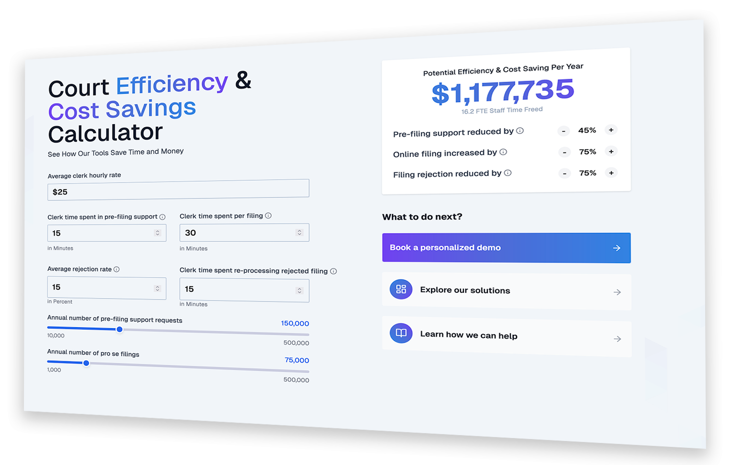 Court Efficiency & Cost-Saving Calculator